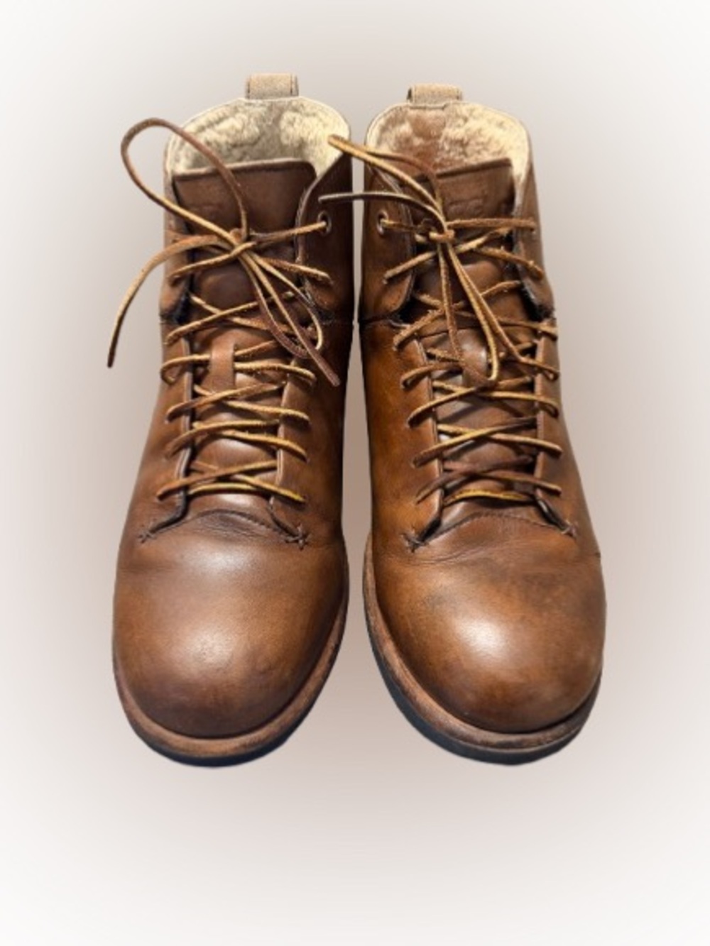 UGG Keaton Leather Sheepskin Lined Lace-Up Ankle Boots Brown Men’s 9/9.5 Est